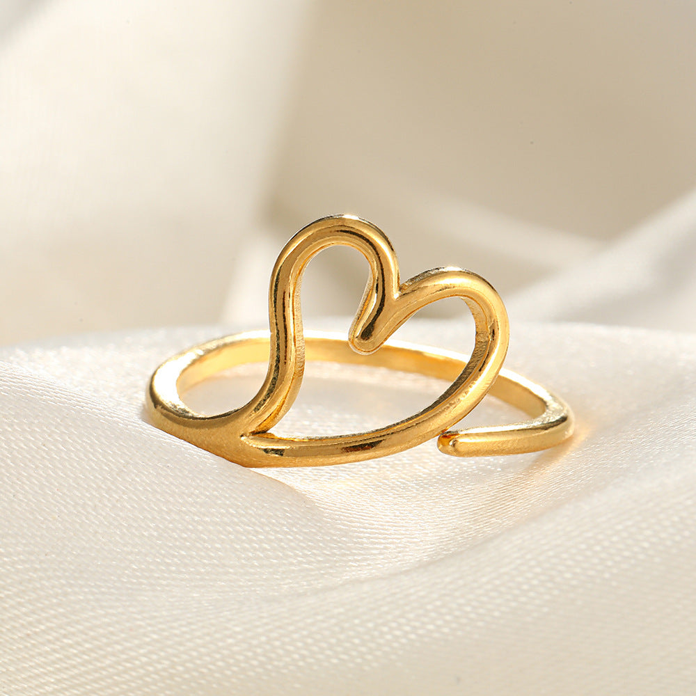 Wholesale Line Hearts Butterfly Irregular Stainless Steel Open Rings  ACC-RS-TaiMei004