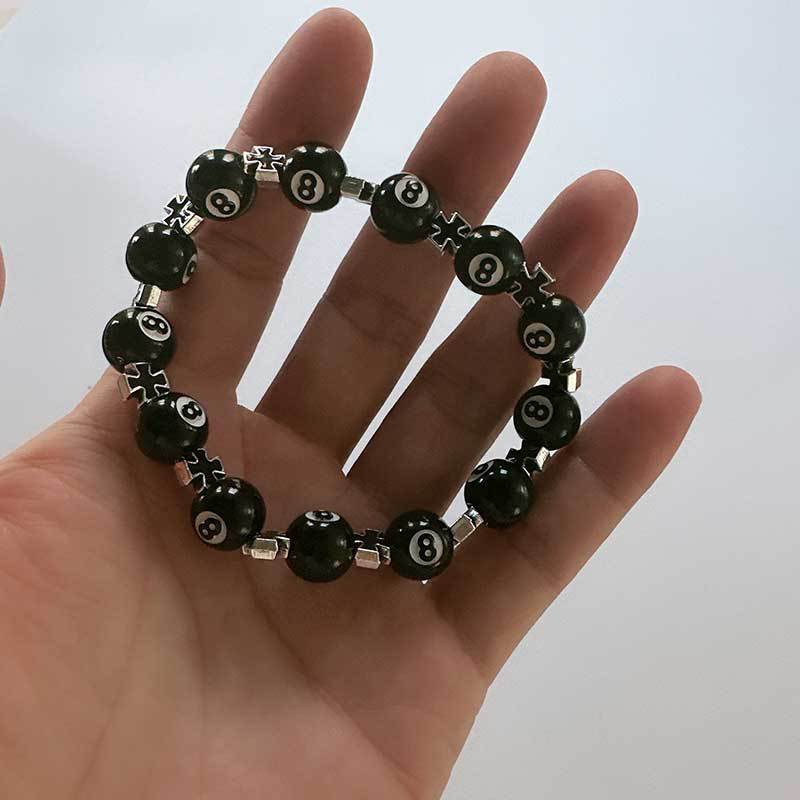 Wholesale Obsidian Cross Bracelet L Black Eight Billiards Bracelet