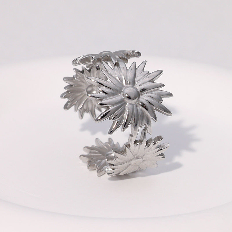 Wholesale Metal Stainless Steel Flower Rings