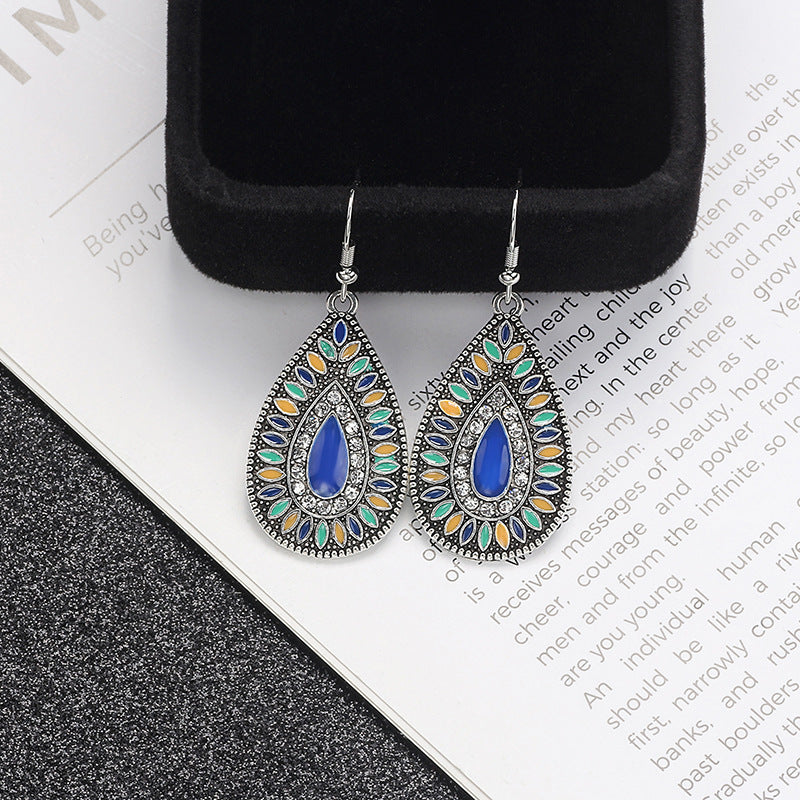 Wholesale Bohemian Owl Dream Catcher Feather Tassel Earrings Turquoise Geometric Carved Fashion Accessory Gift