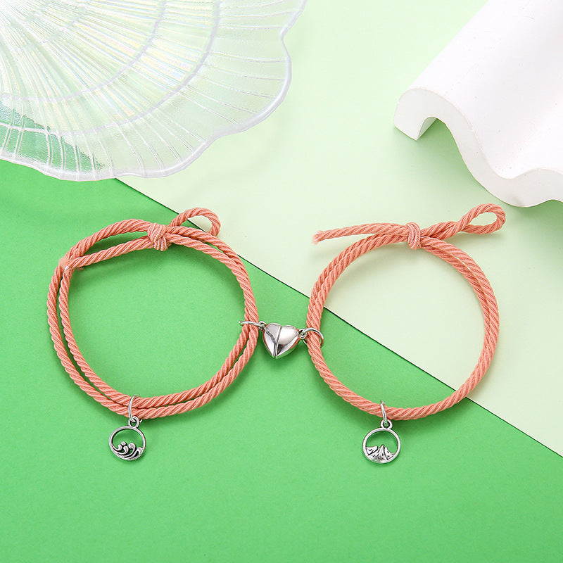 Wholesale  simple rubber band rope love oath key lock couple bracelet