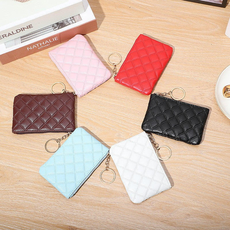 Wholesale Embossed PU Leather Coin Purse Small Wallet For Women Solid Color Card Holder And Key Pouch