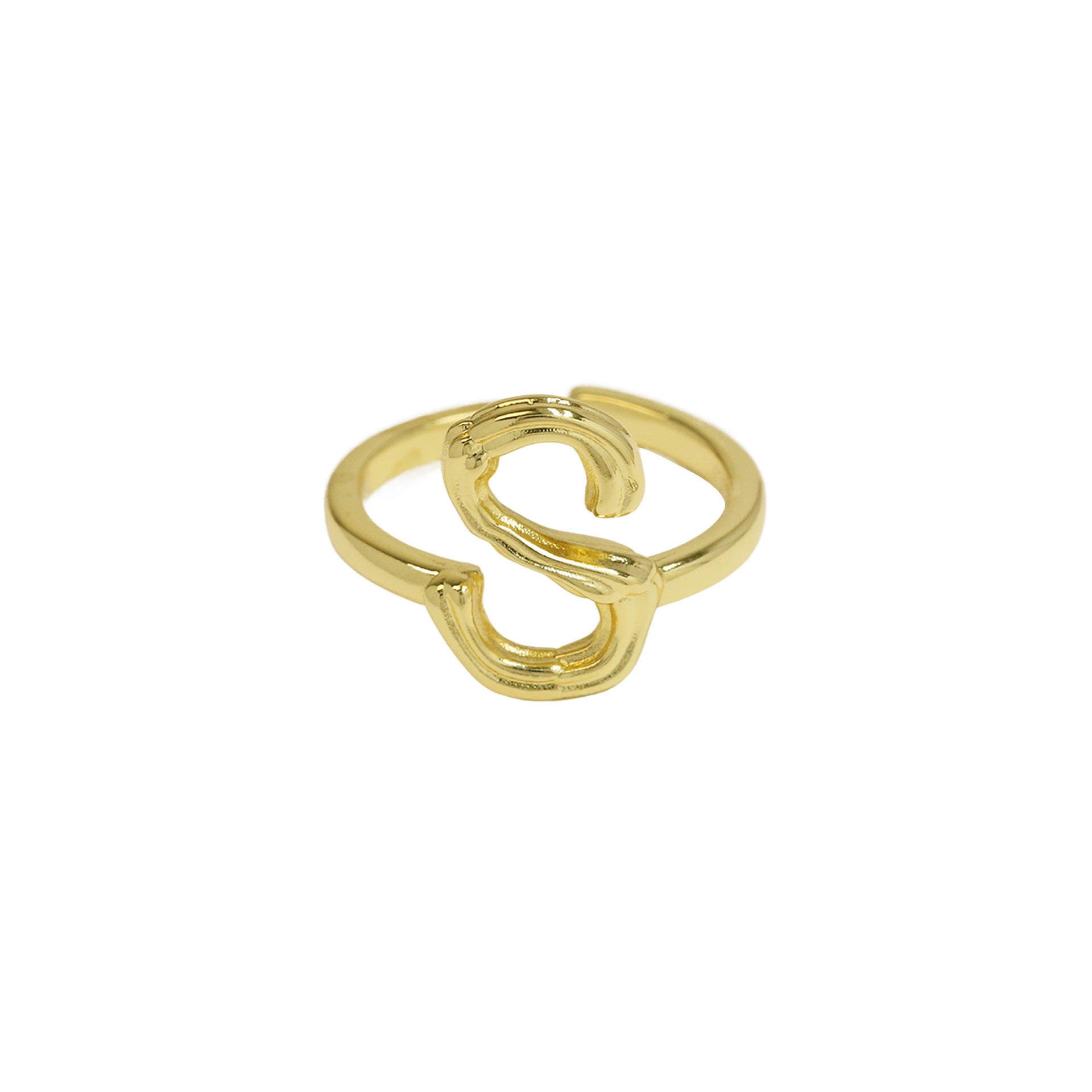Wholesale  Golden Bamboo Bamboo Simple 26 English Letters Open Ring