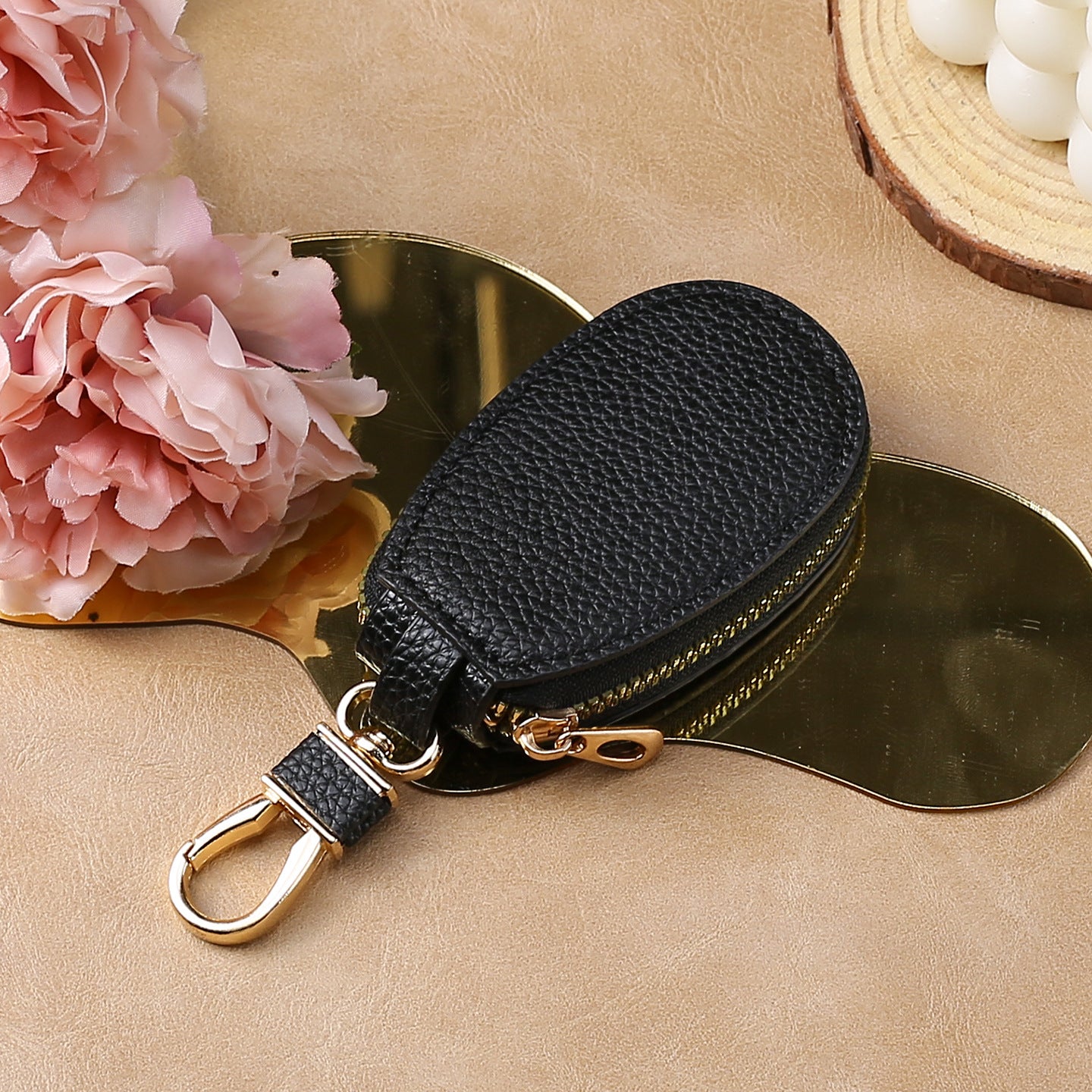 Wholesale Urban Car Key Bag PU Leather Keychain Pouch Stylish Solid Color Key Organizer For Men Women Car Key Accessory Gift