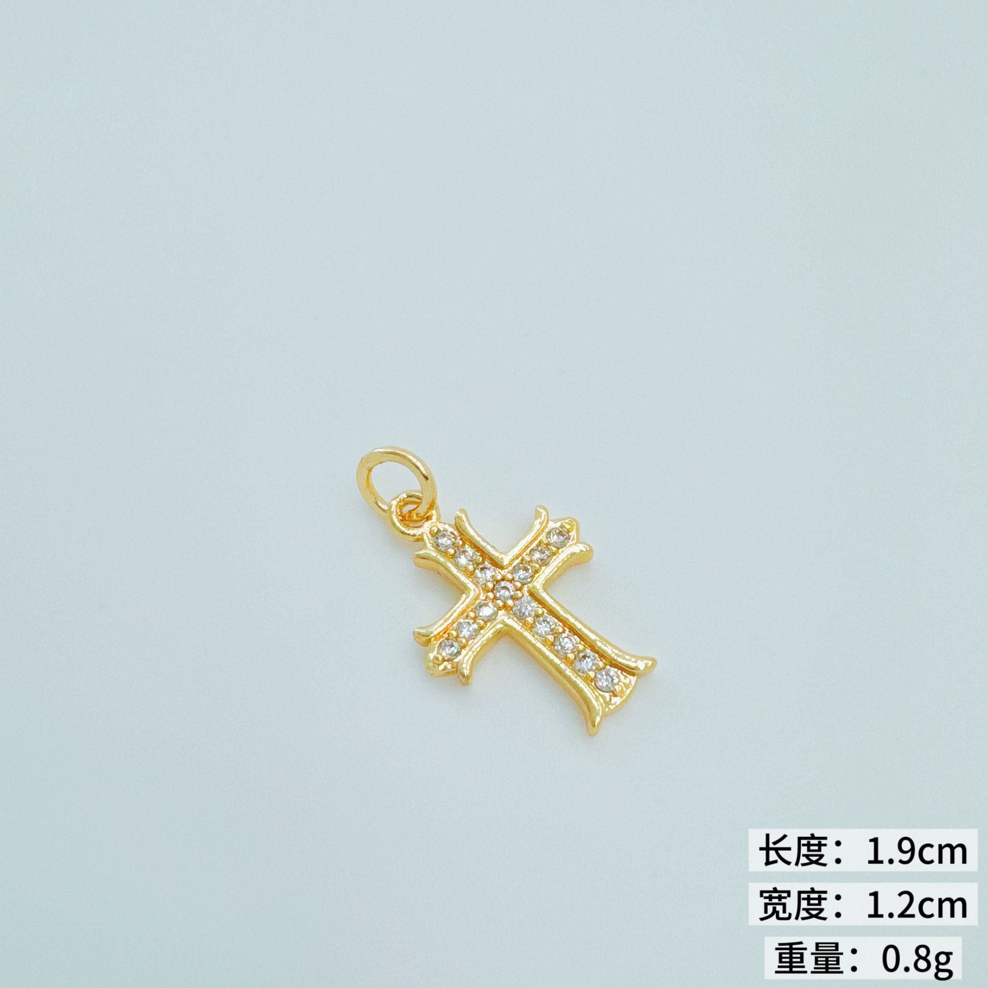 Wholesale Light Luxury Gold Plated Copper Cross Pendant with Zircon