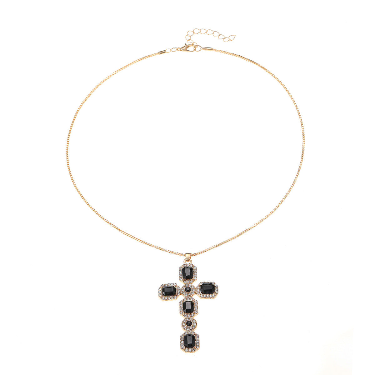 Wholesale Minimalist Cross Pendant Necklace with Rhinestones Zinc Alloy Electroplated Jewelry Accessory for Women Boutique Resale