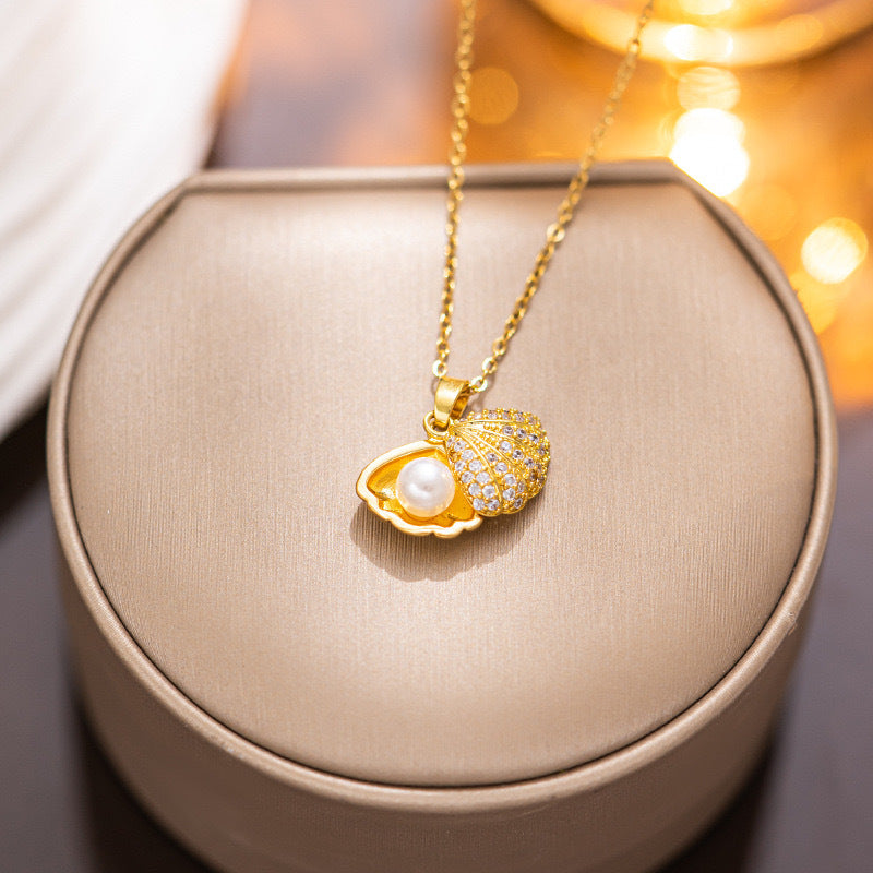 Wholesale Fan Shape Pendant Titanium Steel Necklace ACC-NE-Kucai003