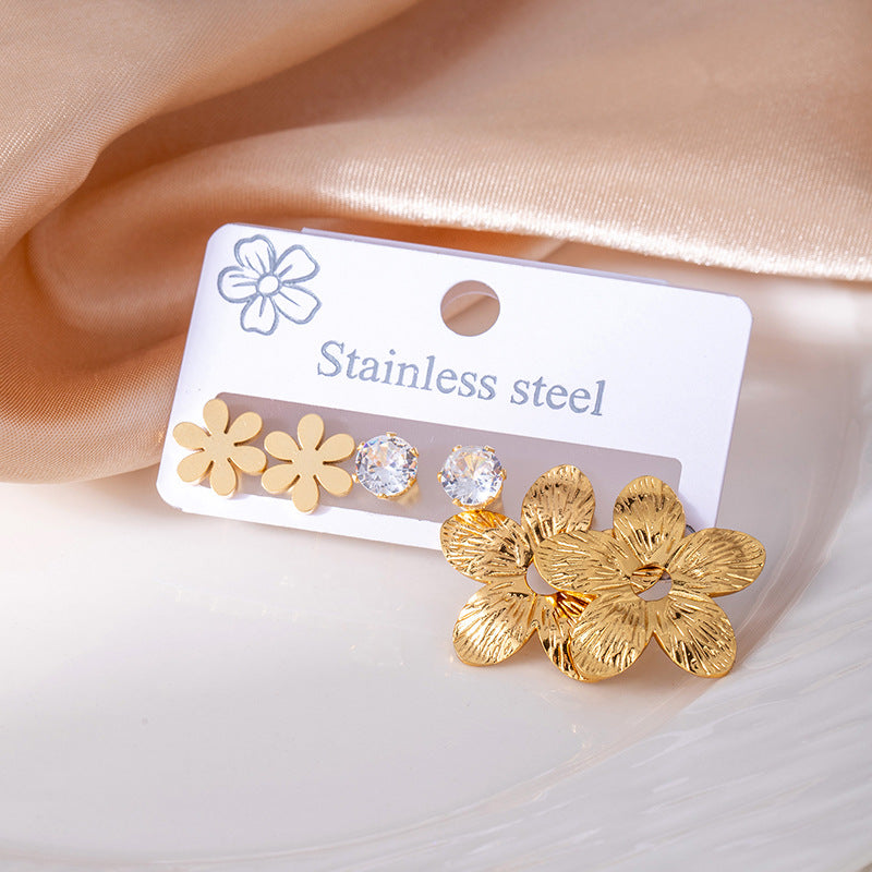 Wholesale Trendy Bowknot Titanium Steel Earrings Set - Light Luxury Jewelry Accessory for Women