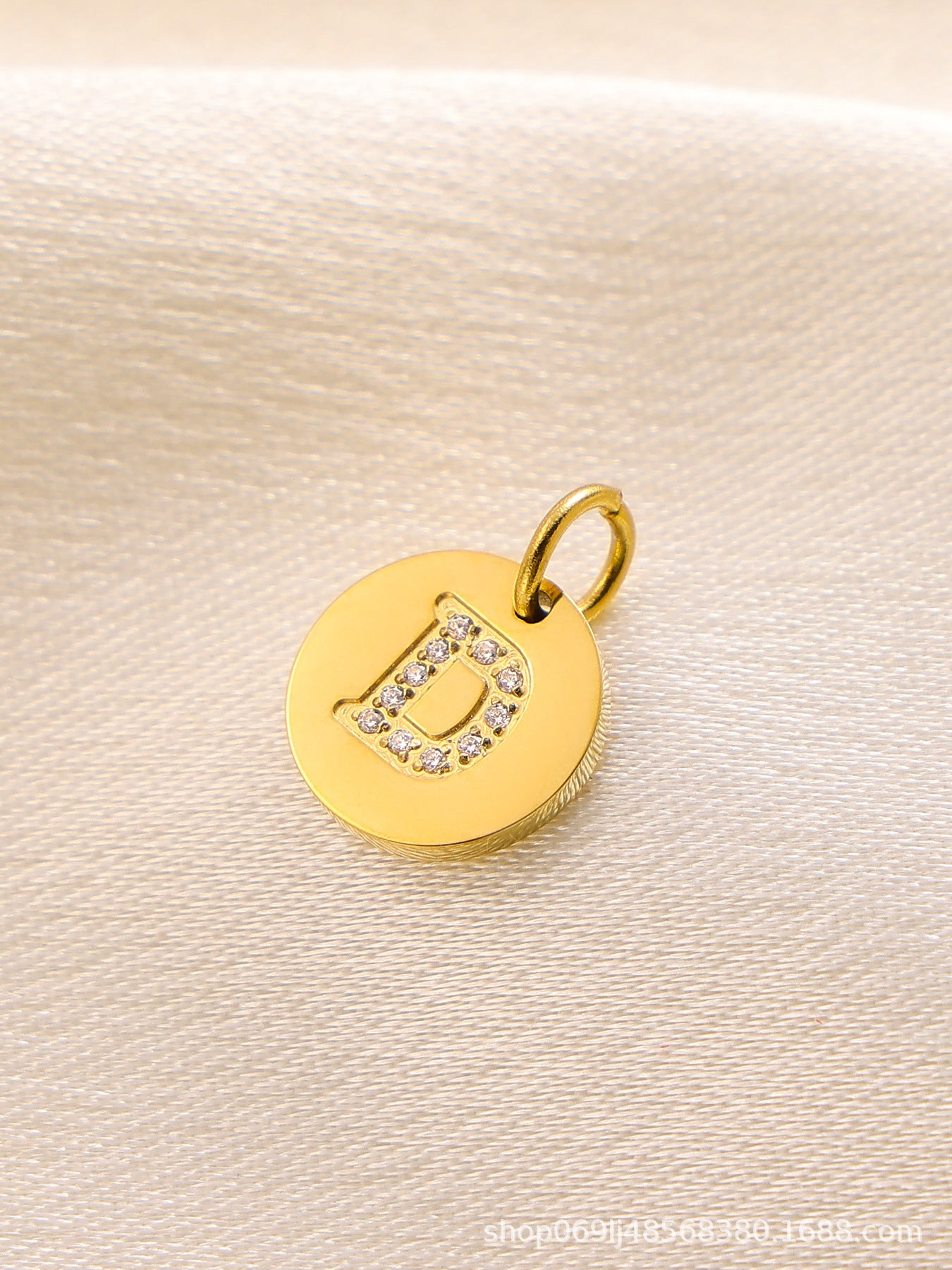 Wholesale  14K Round Brand Diamond Letter  Stainless Steel Pendant