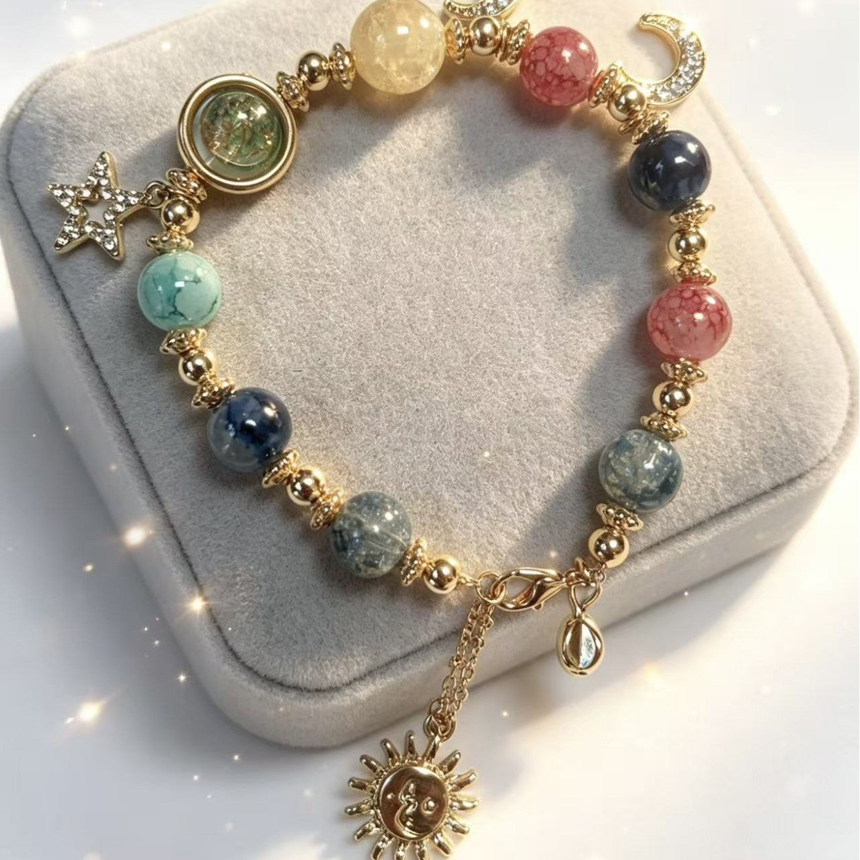 Wholesale Starry Sky Natural Stone Handmade Bracelet Micro Setting Alloy Inlay Fashion Accessory For Birthday Gift And Everyday Wear