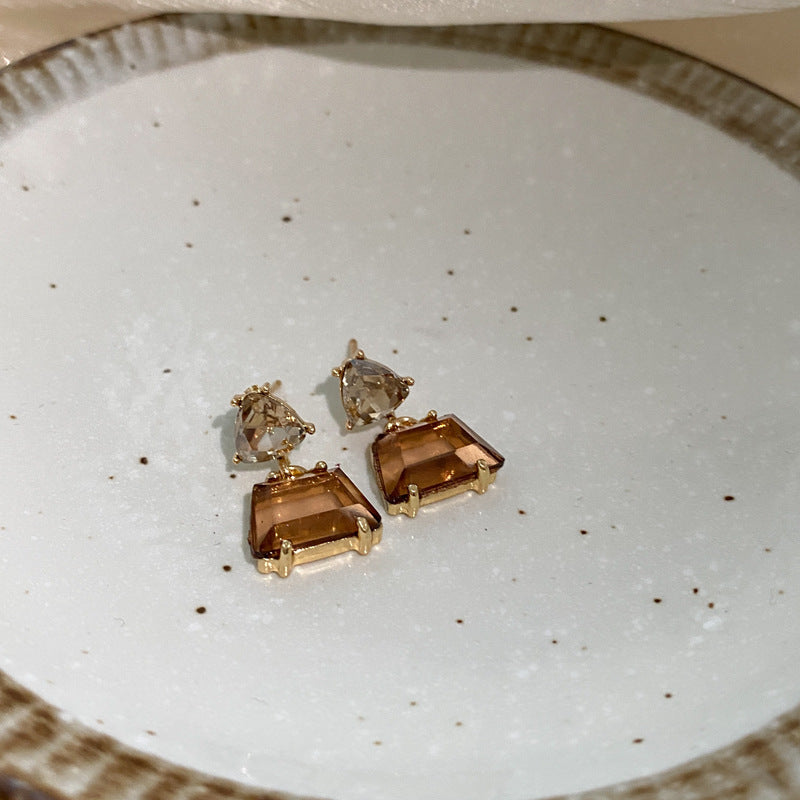 Wholesale Silver Needle Diamond Flower Geometric Earrings ACC-ES-BY003