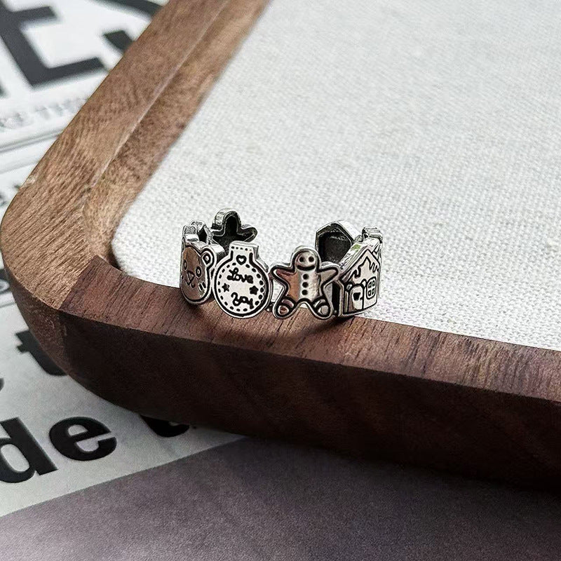 Wholesale Vintage Distressed Cross Ring Copper Zircon Stackable Fashion Accessory