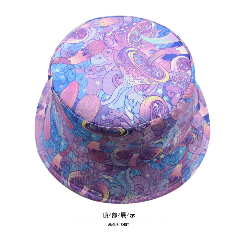 Wholesale colorful mushroom printing fisherman hat