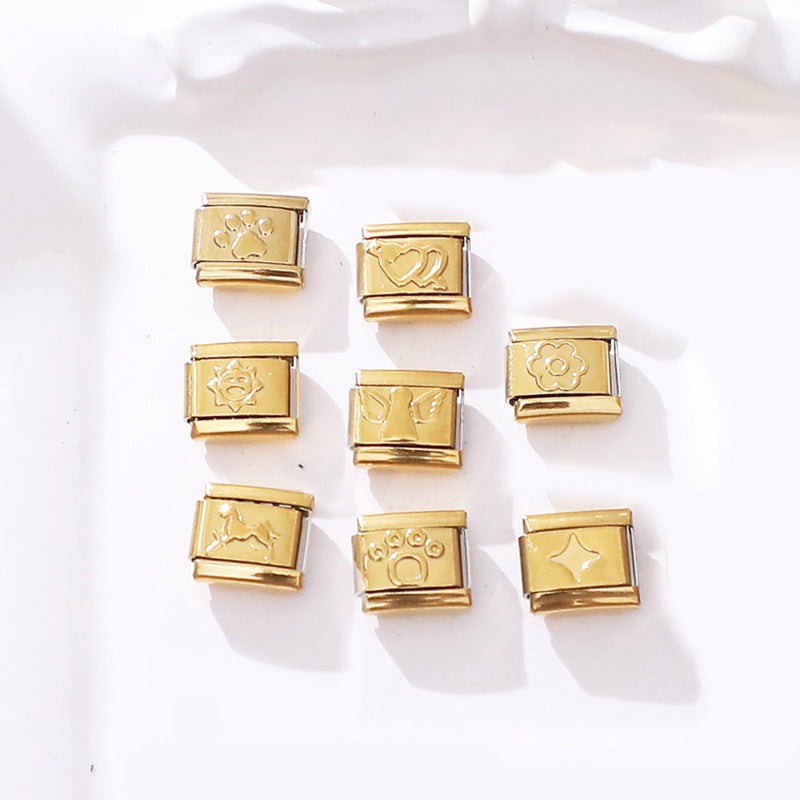 Wholesale 9mm Italian Charm Starter Bracelets DIY square Single Section Creative Stainless Steel Composable Bracelet