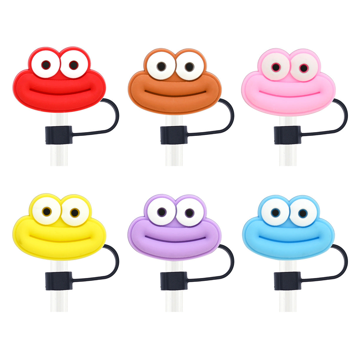 Wholesale Random 100pcs Cartoon 10mm PVC Soft Straw Tube Cap ACC-SCR-RYY093