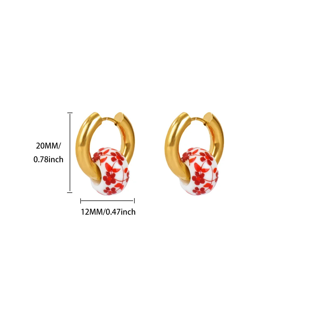 Wholesale Stainless steel earrings plated with 18K gold and natural stone