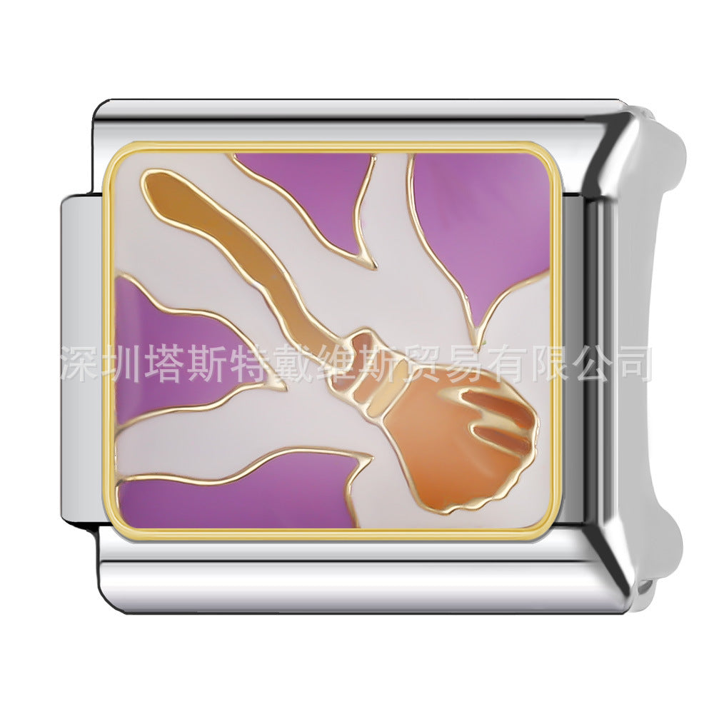 Wholesale 9mm Italian Charm Starter Bracelets DIY square Single Section Creative Stainless Steel Composable Bracelet