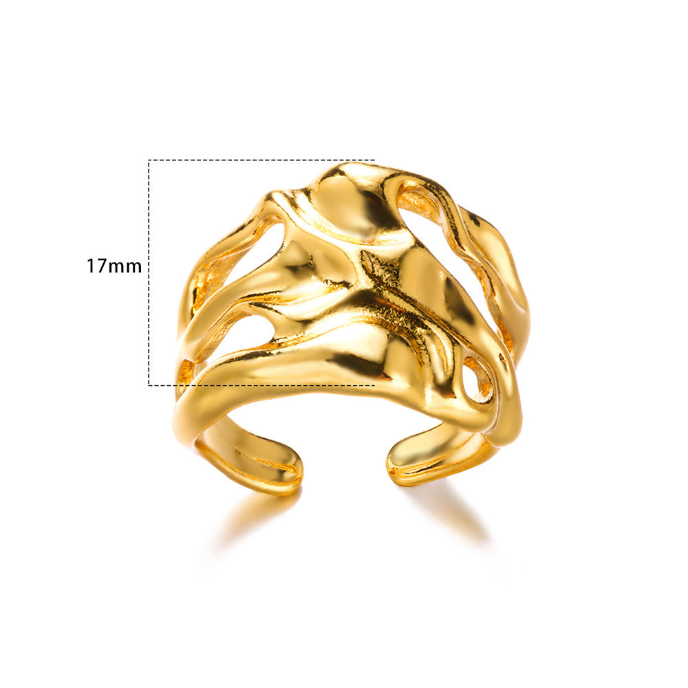 Wholesale  Light Luxury Stainless Steel 18k Gold Plated Ring