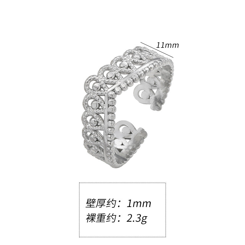 Wholesale titanium steel crown opening non-fading niche ring