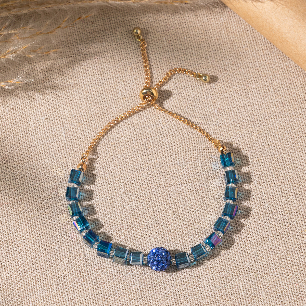 Wholesale Colorful transparent sugar cube glass bracelet