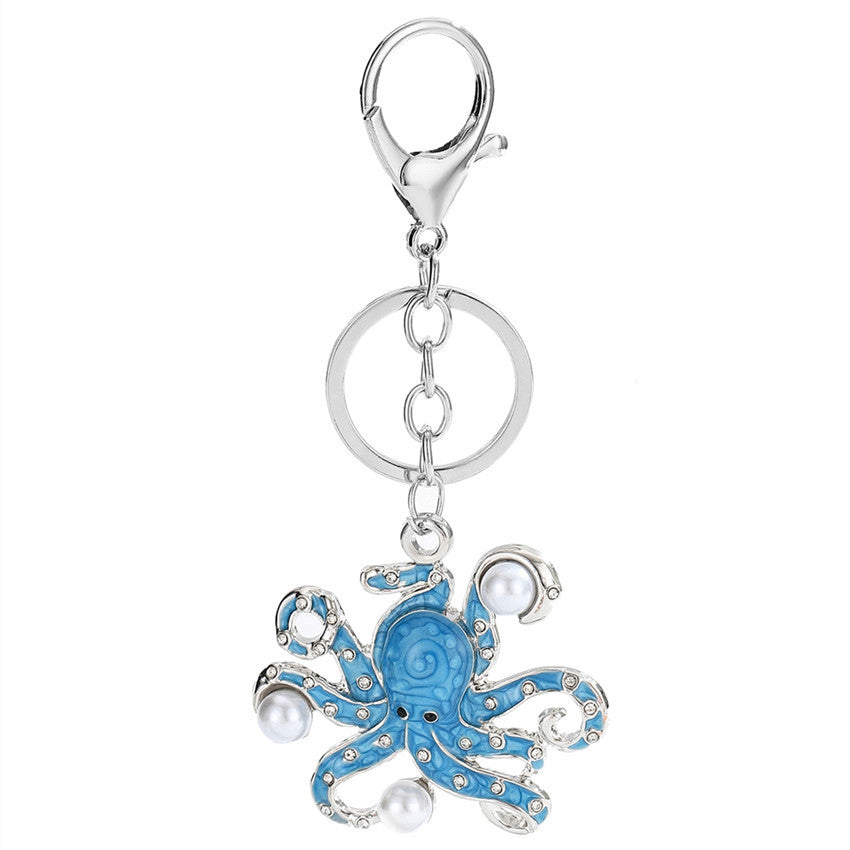 Wholesale Alloy Octopus Keychain Pendant with Imitation Pearl and Zircon - Cute Marine Life Accessory for Boutique Resale