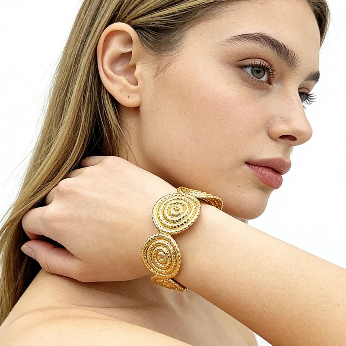 Wholesale Retro Polished Stainless Steel Open C-Shaped Cuff Bracelet