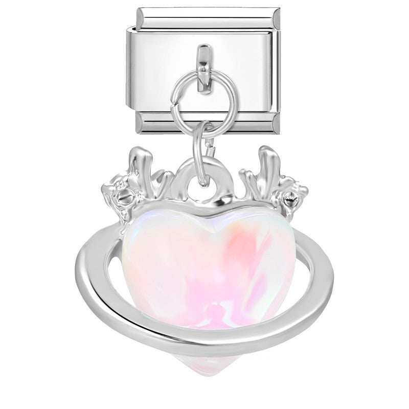 Wholesale Italian Charm Bracelet 9mm DIY Splicing Removable Titanium Steel  Love Bow Composable Bracelet