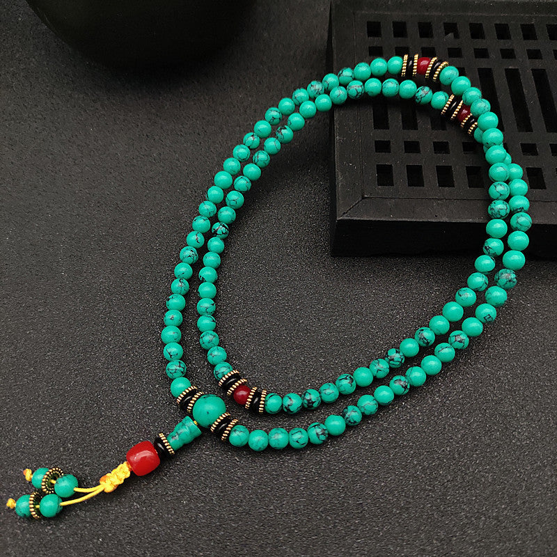 Wholesale Fashion Tibetan Style Beaded Bracelet,  Imitation Turquoise with Fu Charm,  Unisex Jewelry Accessory