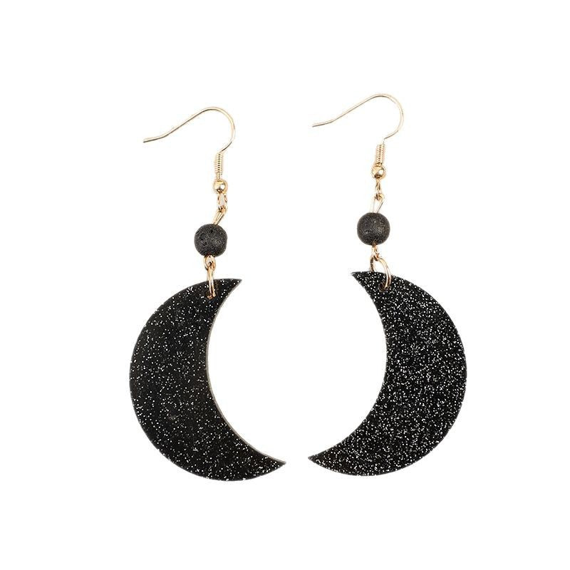Wholesale Vintage Sequin Moon Acrylic Earrings
