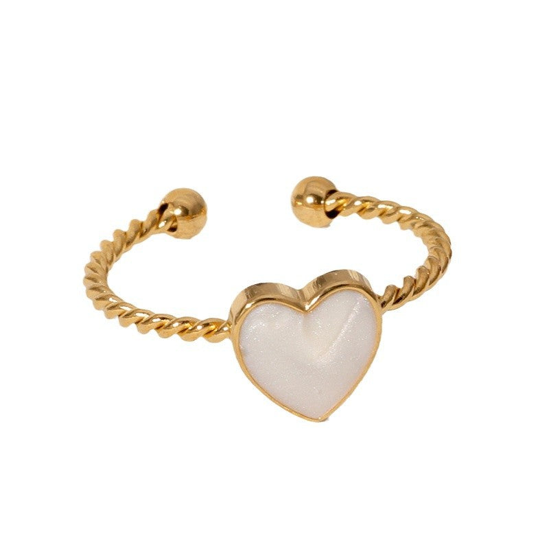 Wholesale Trendy Heart Shape Stainless Steel Ring Black Adjustable Fashion Accessory Gift For Boutique Resale