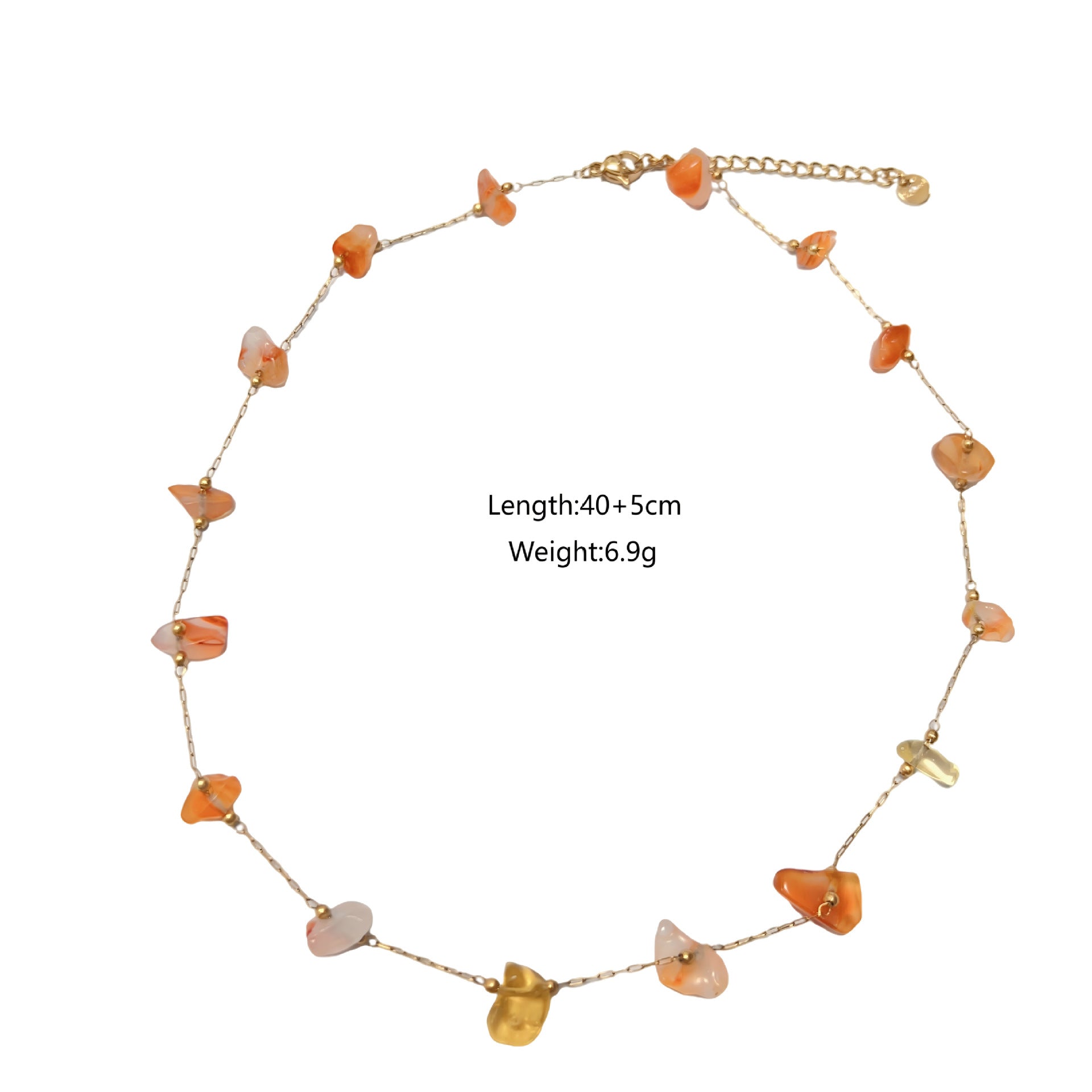 Wholesale Stainless Steel Irregular Natural Stone Beaded  Leaf Pendant Chain Necklaces