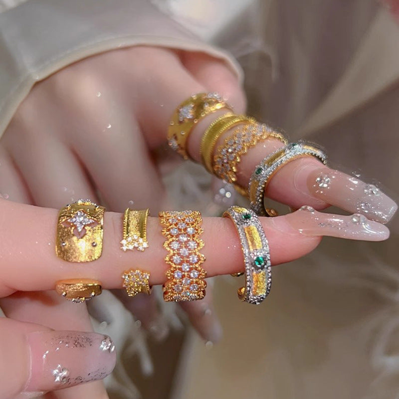 Wholesale Antique Style Retro Heavy Industry Ring Gold Plated 18k Brushed Diamond Vintage Ring Gold Plated Rings ACC-RS-YaoFeng001