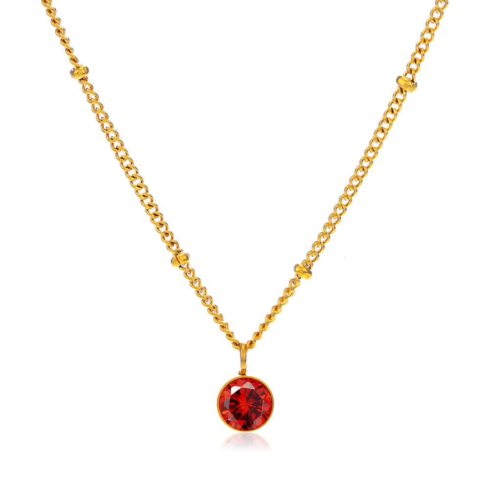 Wholesale 18K Gold Stainless Steel Necklace Diamond Twelve Month Birthstone Necklace ACC-NE-JiaLi001