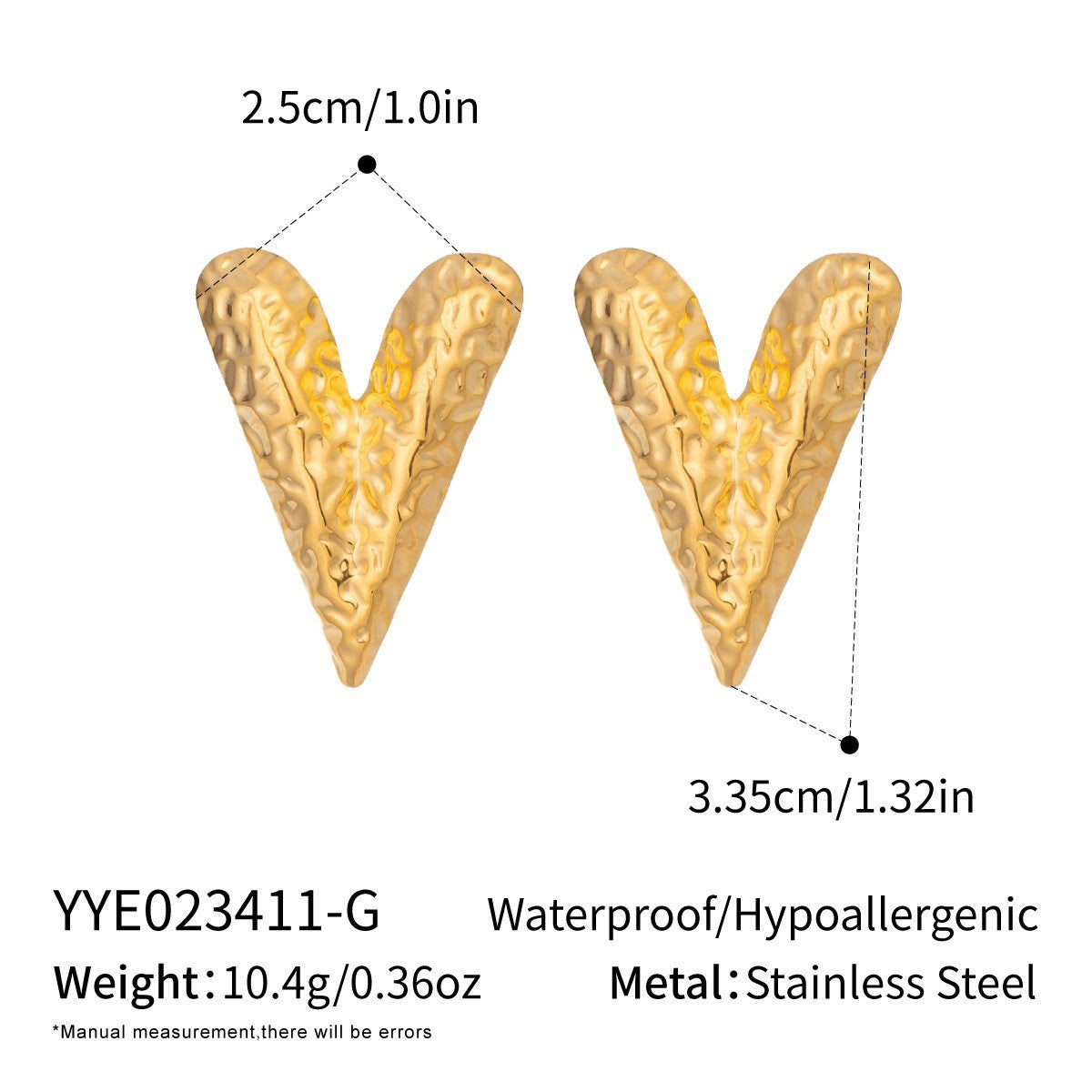 Wholesale Stylish Heart-Shaped Earrings Set PVD Stainless Steel 18K Gold Tone Fashion Accessory for Gift