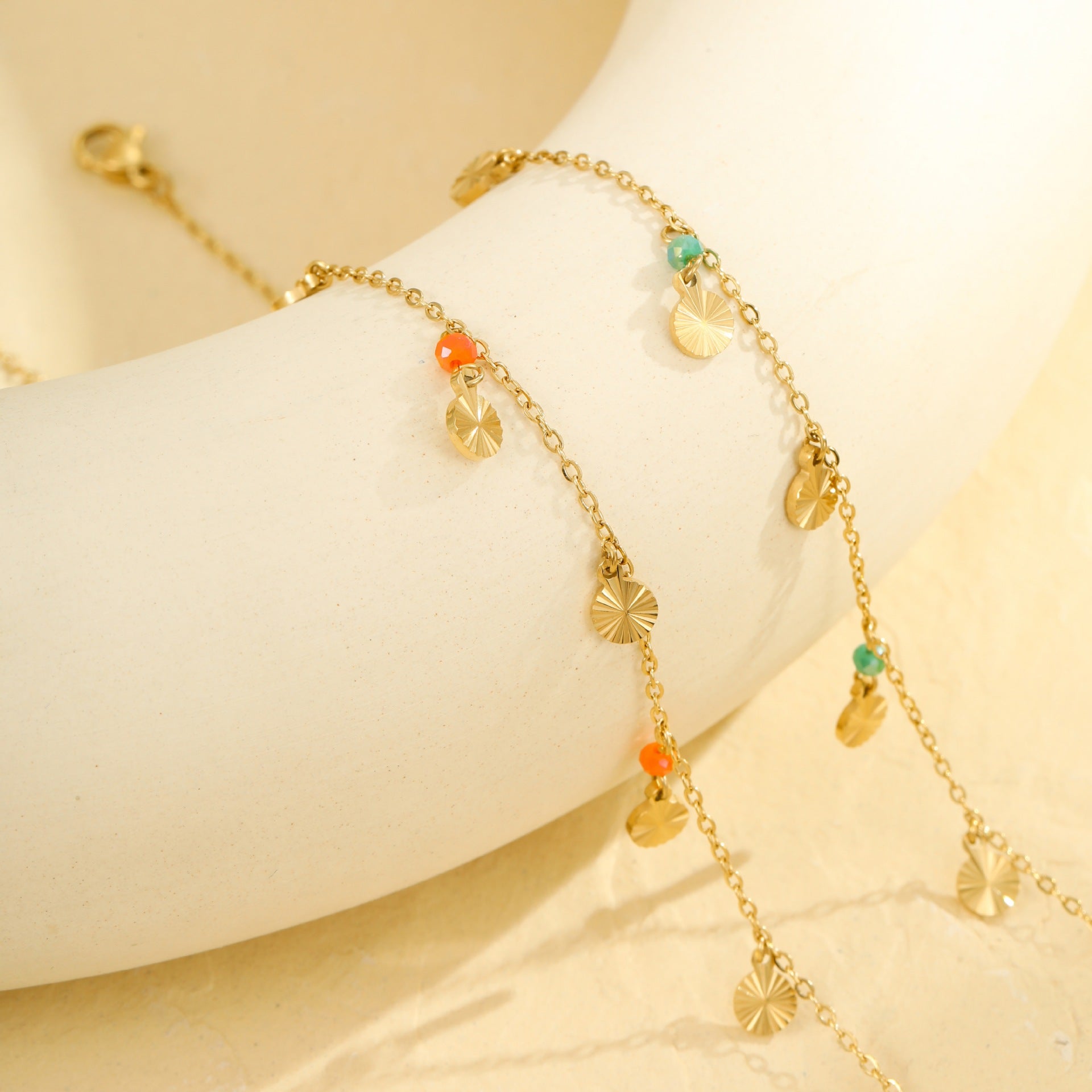 Wholesale Stainless steel handmade double-layer fine anklet