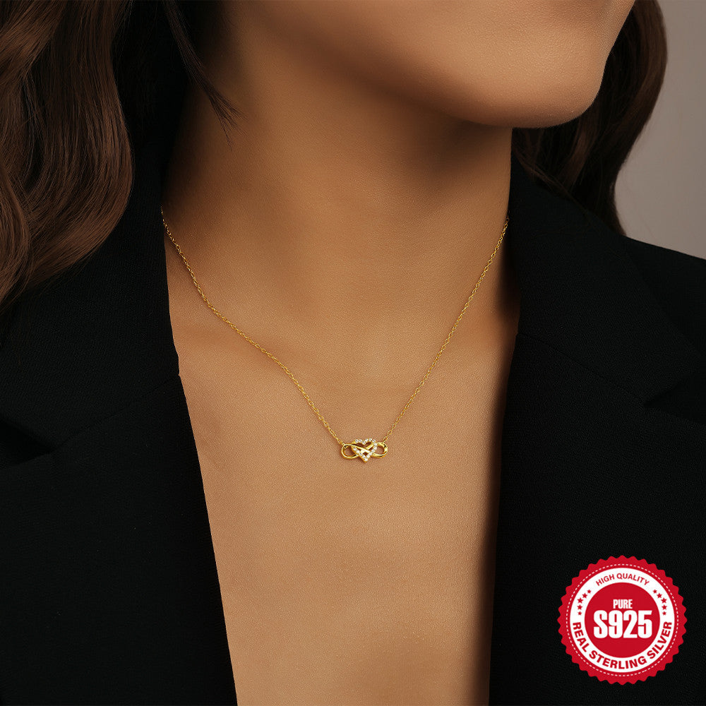 Wholesale S925 Sterling Silver Love Micro 8-character Pendant Clavicle Chain All-match Necklace