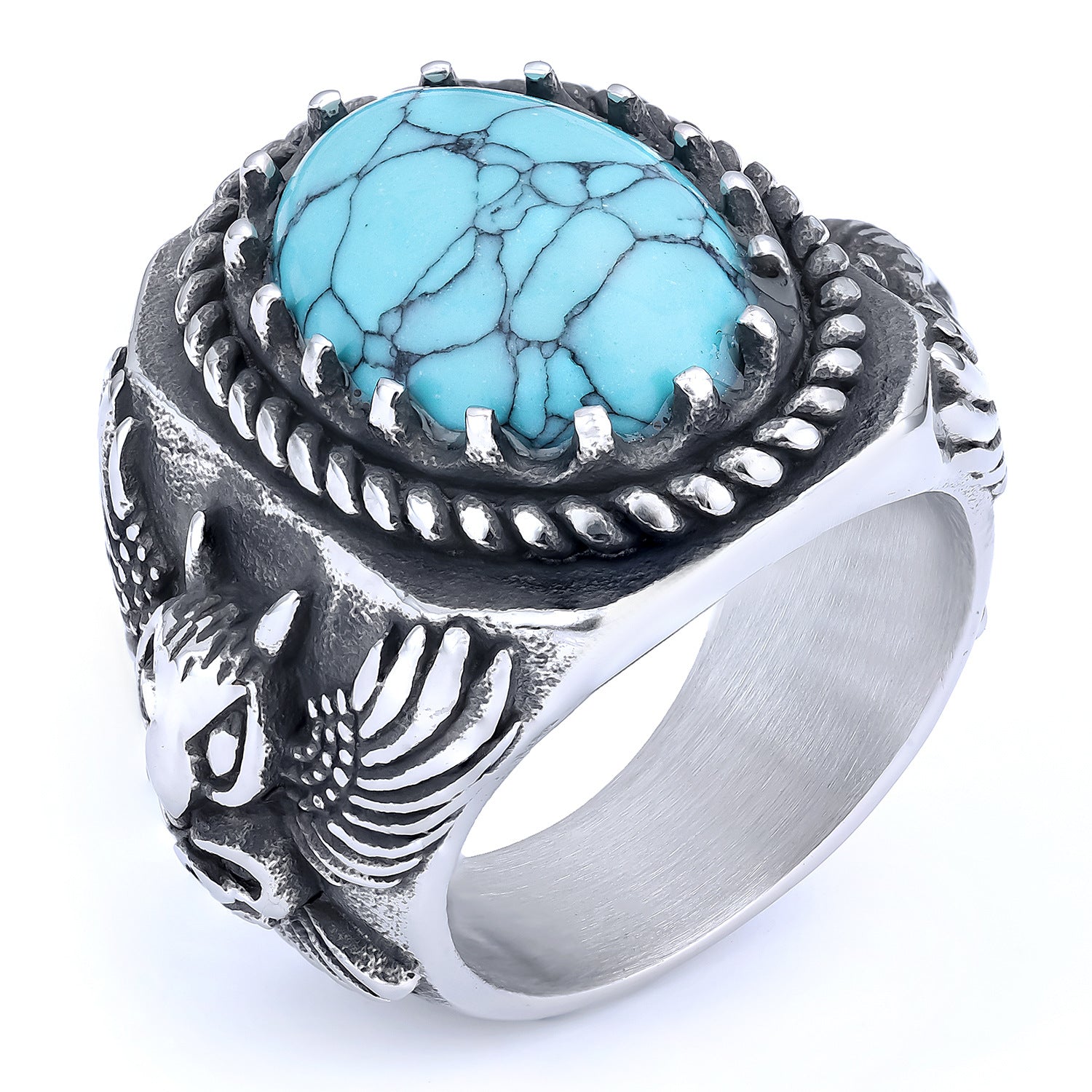 Wholesale Eagle Gemstone Stainless Steel Ring ACC-RS-Moer011