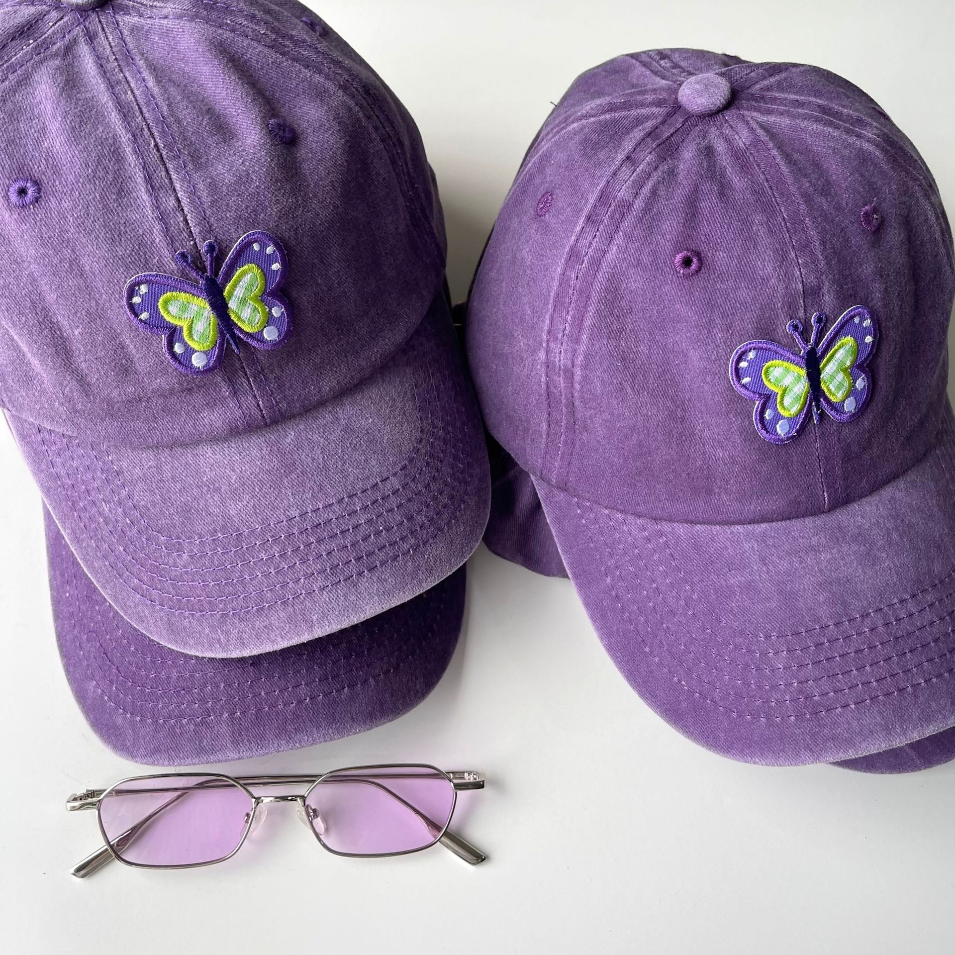 Wholesale Purple Butterfly Cotton Baseball Caps ACC-HT-EnLong001