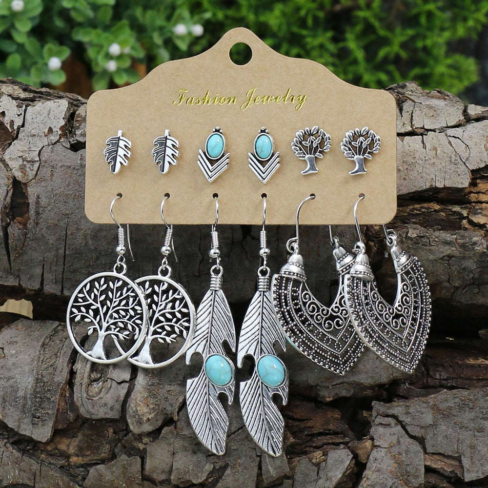Wholesale Retro Owl Earrings Set 6 Pieces Alloy Electroplated Boutique Resale