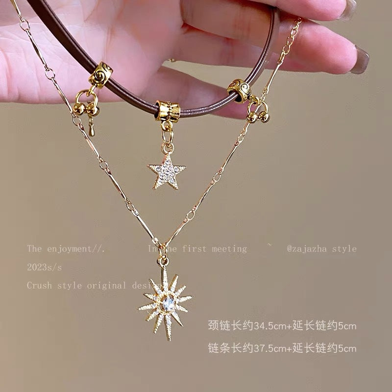 Wholesale Mixed Alloy Retro Bohemian Star Choker Necklace Layering Jewelry for Women