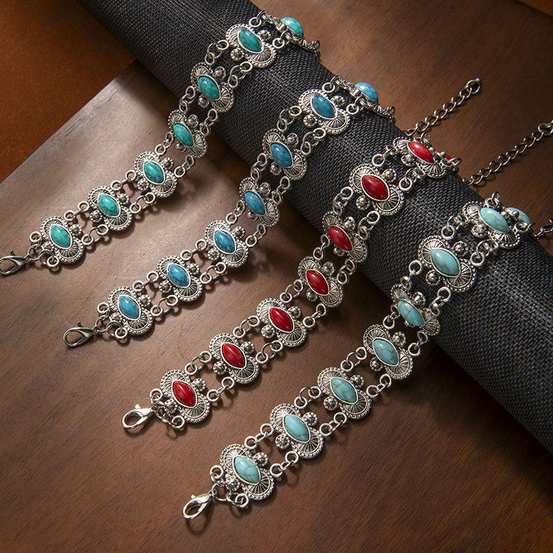 Wholesale Vintage Turquoise Bracelet Bohemian Ethnic Style for Women Gift Jewelry Accessory