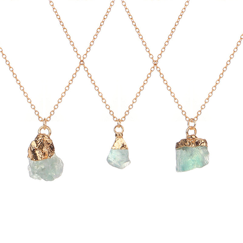 Wholesale Colored Natural Stone Irregular Birthstone Crystal Alloy Necklace ACC-NE-ZhuangZ005