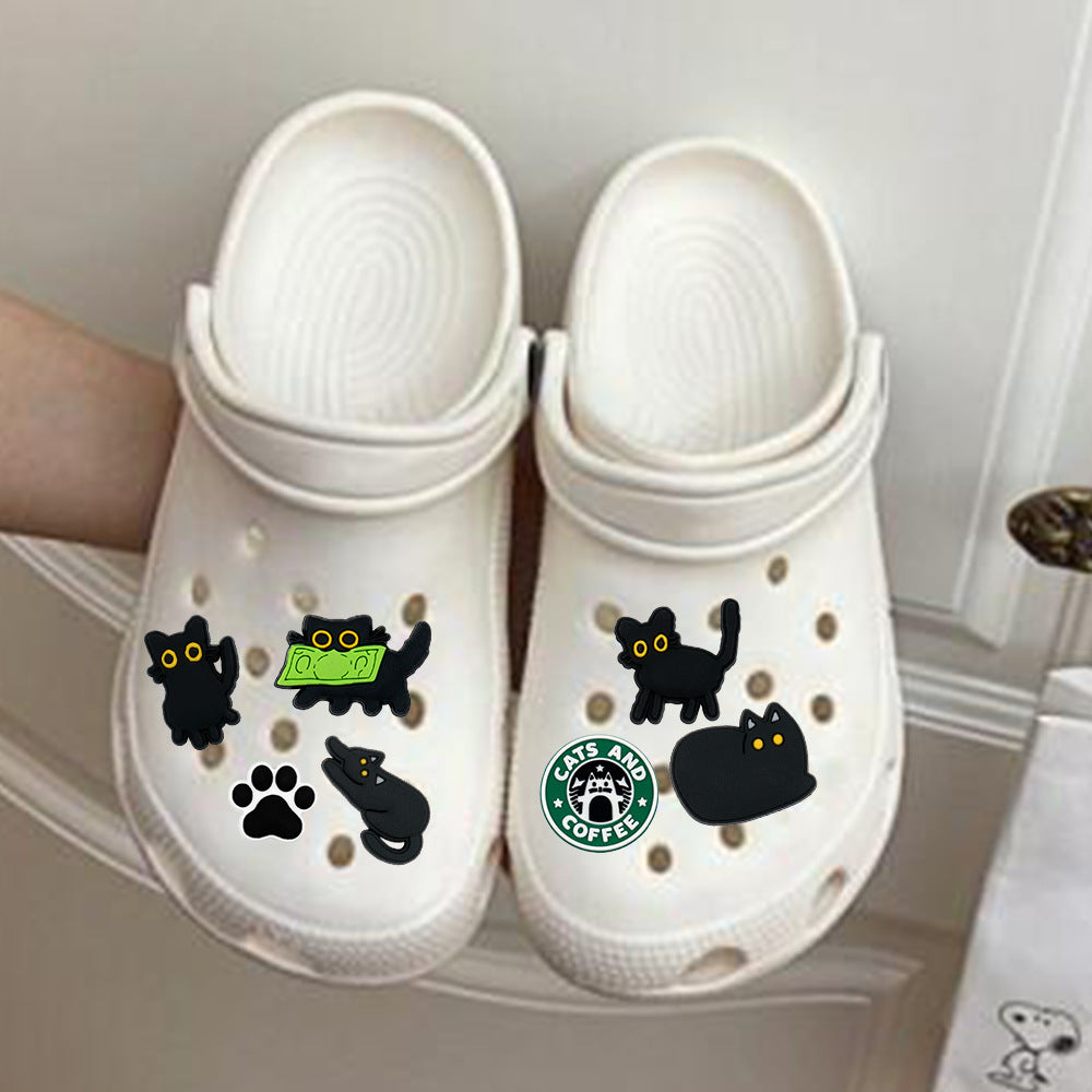 Wholesale 100pcs Random Black Cat Shoes Accessories Shoes Charms