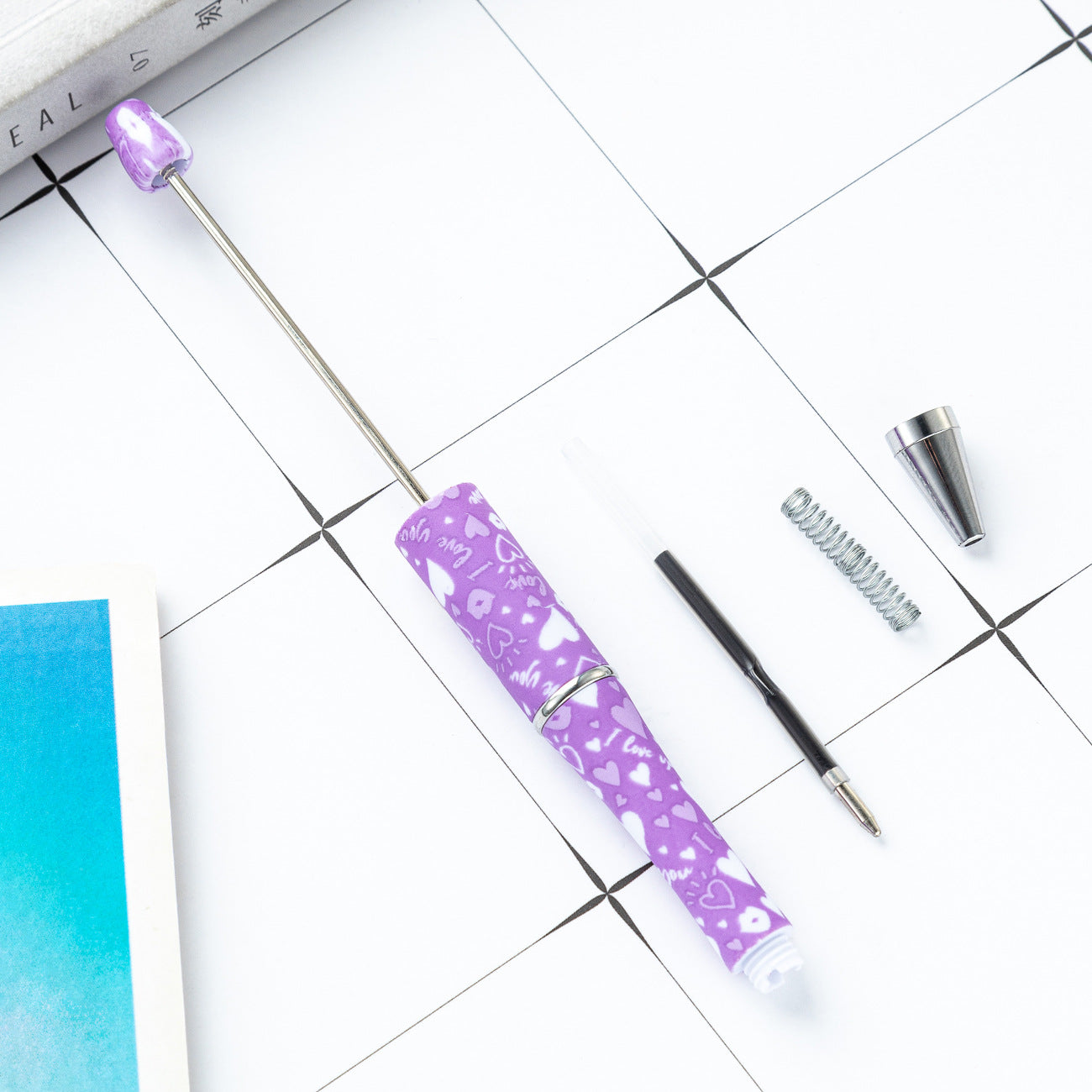 Wholesale Beadable Pens Valentine's Day Plastic DIY Beaded Pens