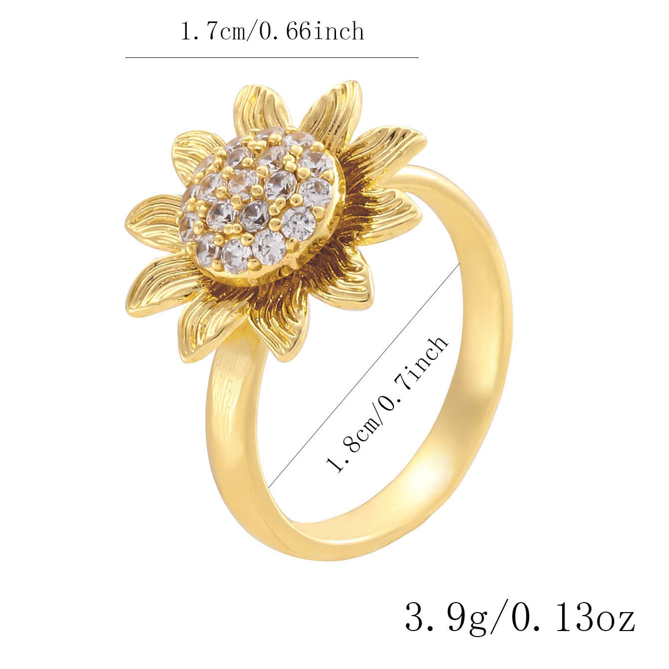Wholesale Gold Plated Adjustable Rotating Ring Star Moon Zircon Women' s Fashion Jewelry Gift