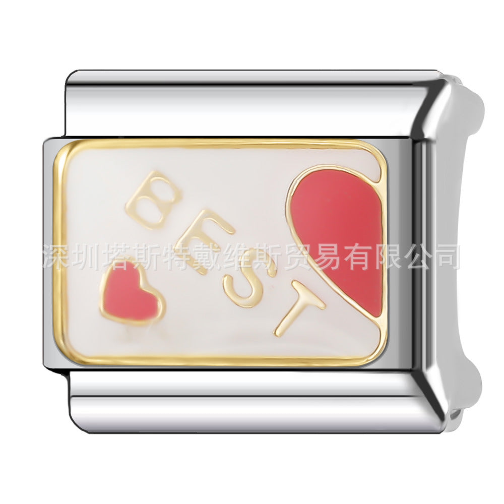 Wholesale  Italian Charm Bracelet 9mm DIY single section Creative Stainless Steel Composable Bracelet