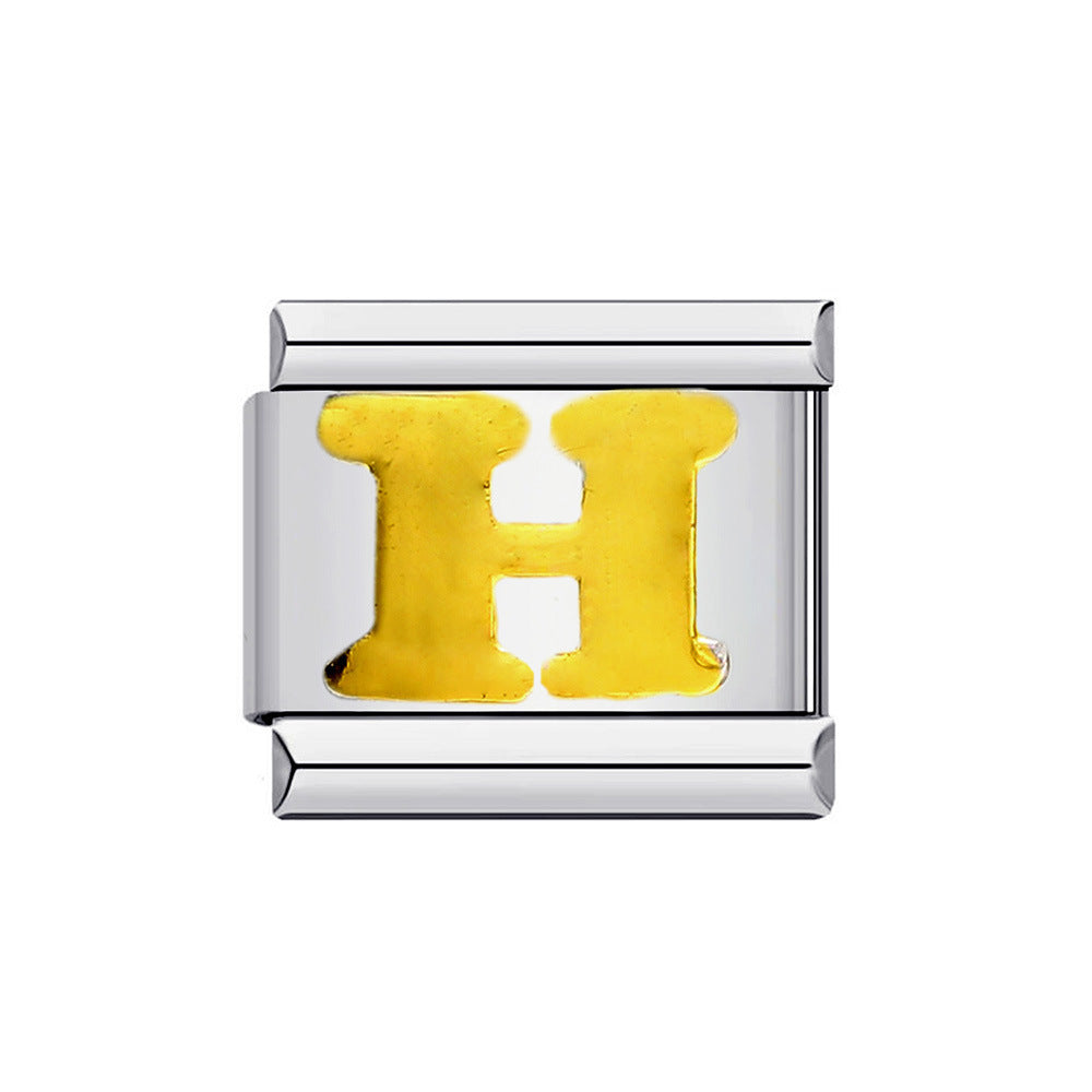 Wholesale 2pcs Italian Charm Bracelet 9mm DIY Splicing English Letter Series Stainless Steel Composable Bracelet