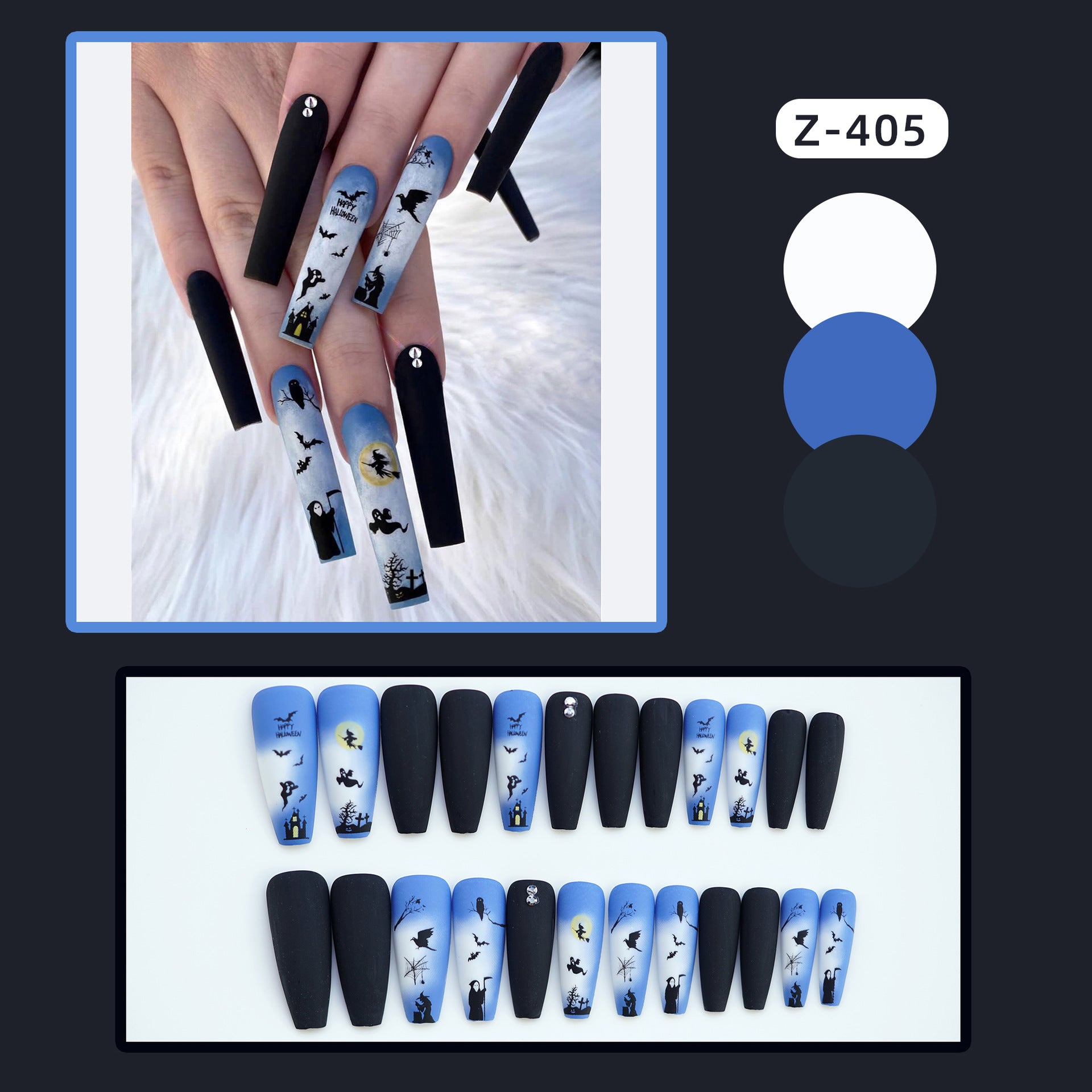 Wholesale 24 Pieces/ box  Black Nails Kits Nail Stickers