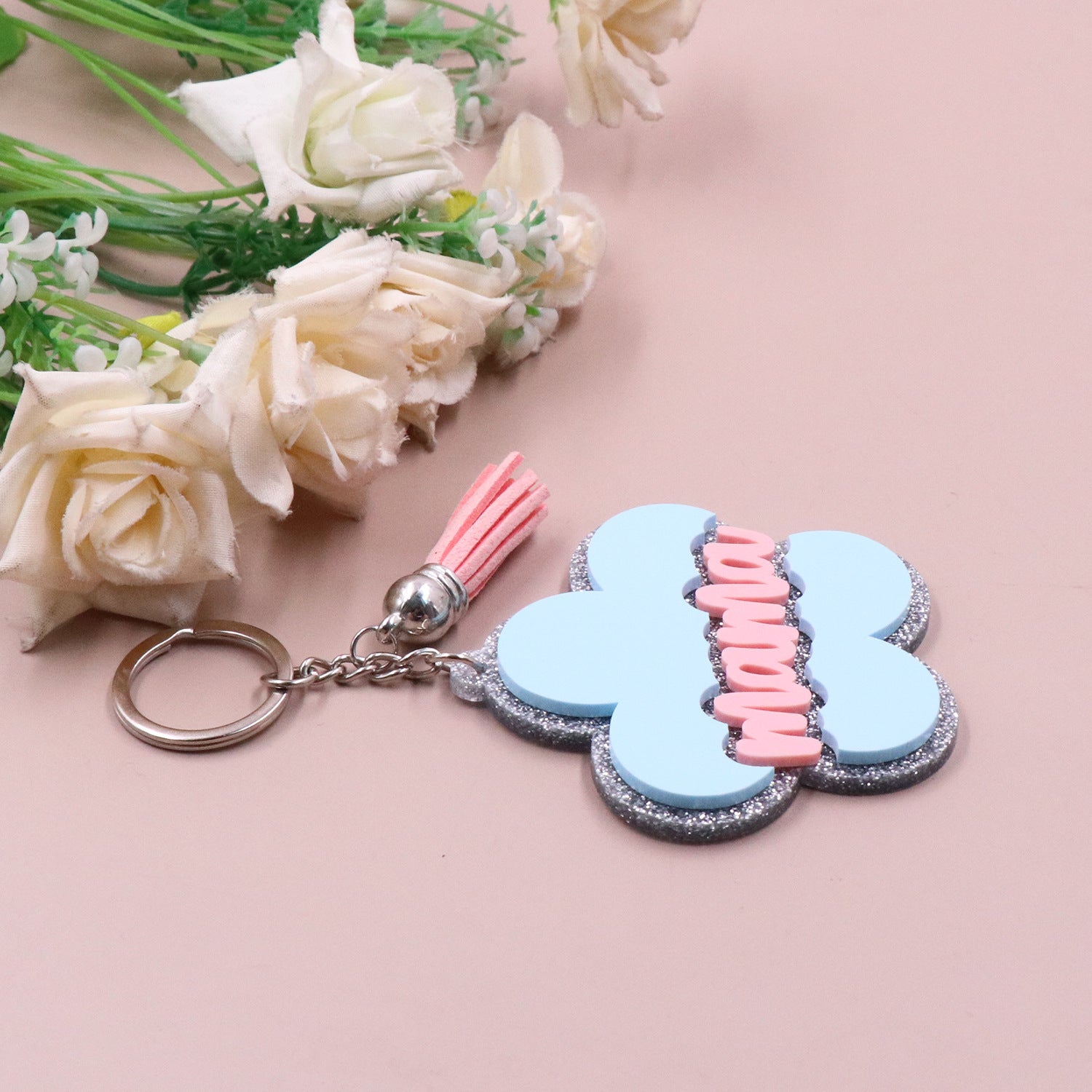 Wholesale MAMA Mother's Day Gift Double Layer Stitching Acrylic Keychain Creative Keychain ACC-KC-XiaoYan003