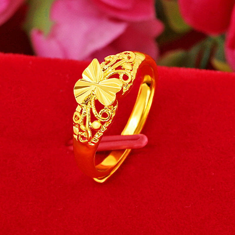 Wholesale Brass Gold Plated Open Gold Bow Ring ACC-RS-WanXi011